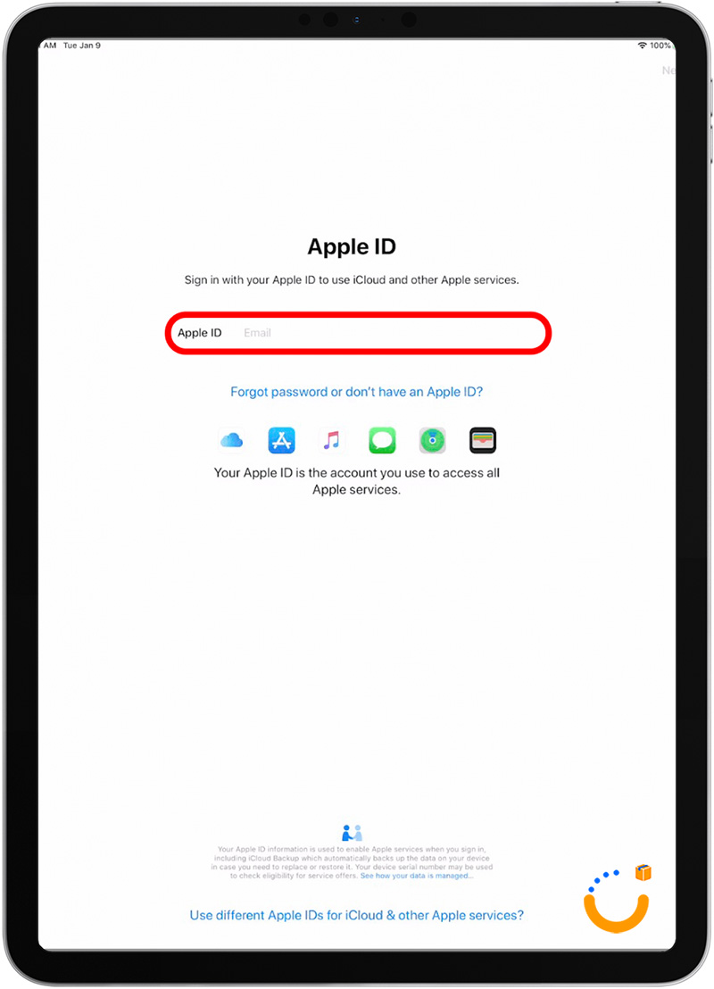 ورود یا ایجاد Apple ID